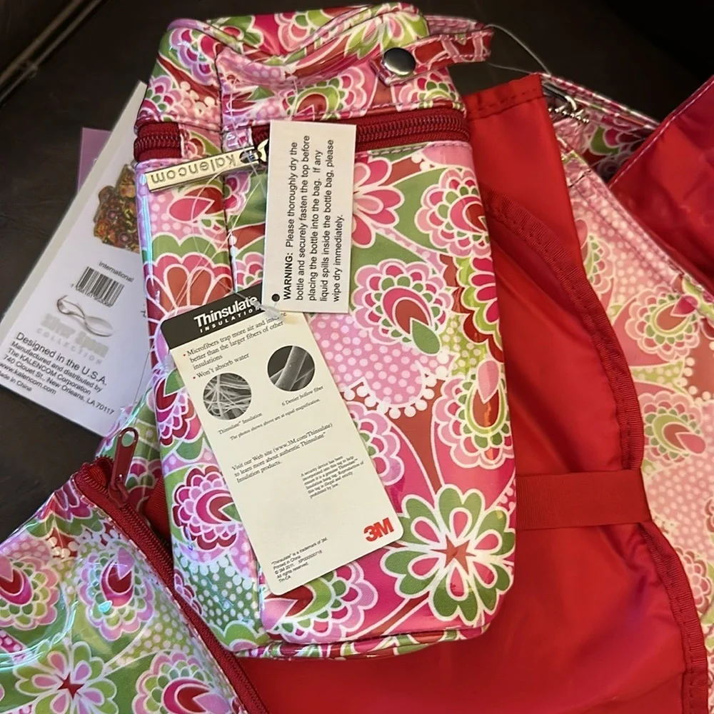 NWT Kalencom Laminated Buckle Diaper Bag, Gypsy Paisley Cotton Candy